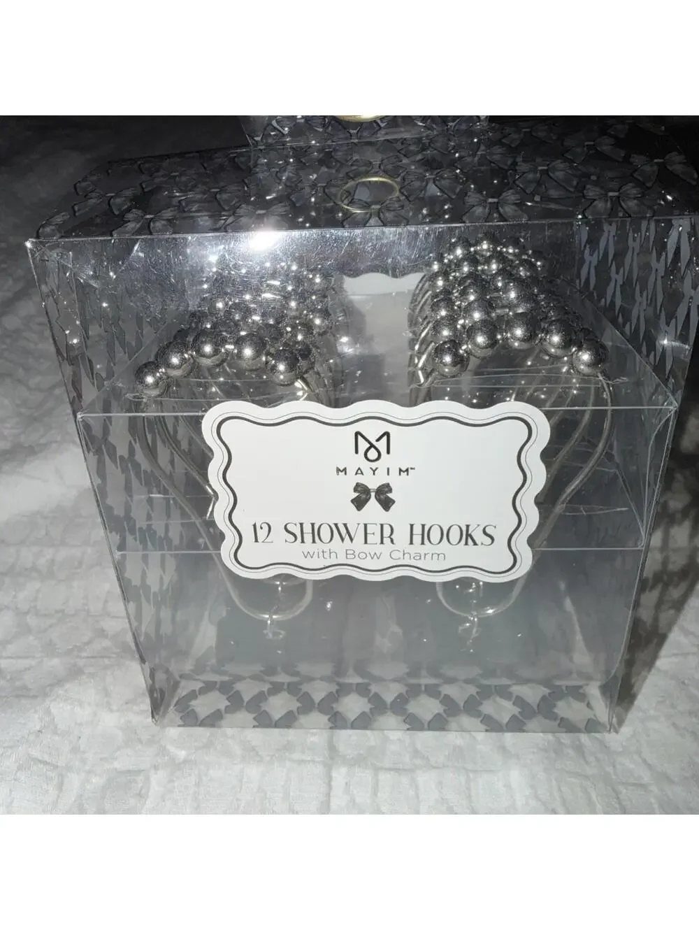 12 Pcs Black Bow Knot Shower Curtain Hooks Decorative Stainless Steel top